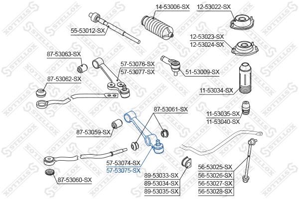 Stellox 57-53075-SX Suspension arm front lower left 5753075SX