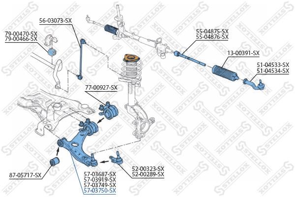 Stellox 57-03750-SX Suspension arm front lower right 5703750SX