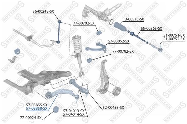 Stellox 57-03858-SX Suspension arm front lower right 5703858SX