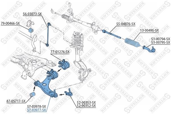 Stellox 57-03977-SX Suspension arm front lower right 5703977SX
