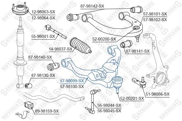 Stellox 57-98099-SX Suspension arm front lower right 5798099SX