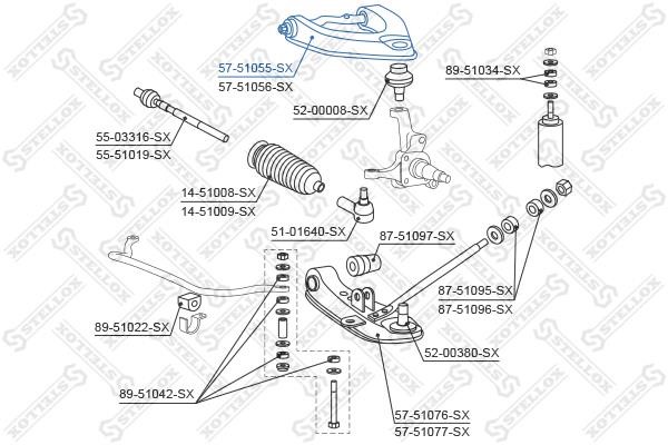 Stellox 57-51055-SX Suspension arm front upper right 5751055SX
