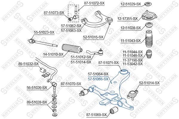 Stellox 57-51066-SX Suspension arm front lower right 5751066SX