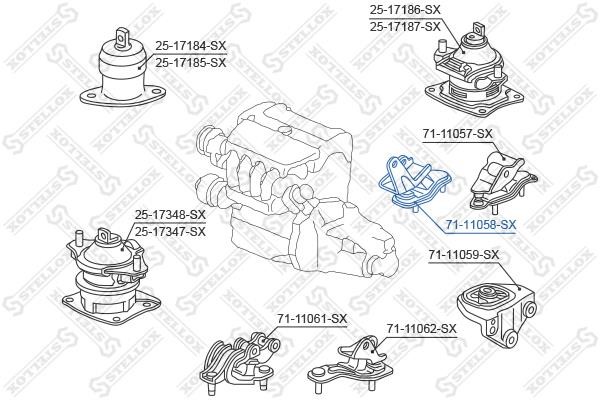 Stellox 71-11058-SX Gearbox mount rear 7111058SX