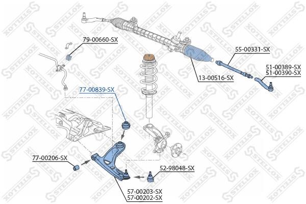 Rubber bushes Toyota Aygo: 7700839SX Stellox Front lower control arm front bushing