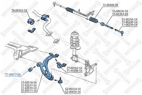 Rubber bushes Fiat Albea: 7700877SX Stellox Silent block front lever front