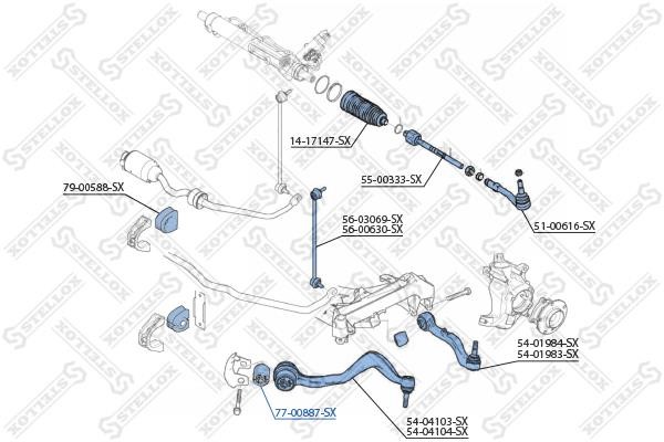 Suspension arm bushing BMW 3 series: 7700887SX Stellox Silent block, front lower arm