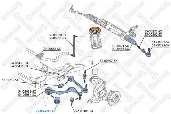 Rubber bushes BMW X1: 7700969SX Stellox Hobs, kit