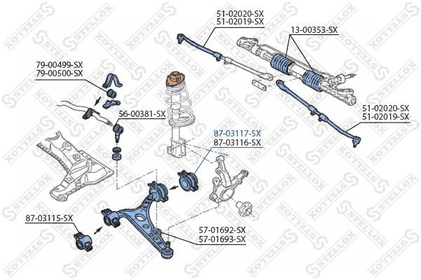 Stellox 87-03117-SX Front suspension arm bushing left 8703117SX