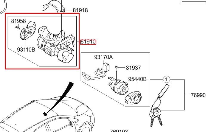 819101W000 Hyundai/Kia Ignition housing