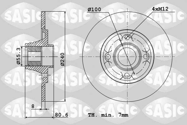 Sasic 6104003 Rear brake disc, non-ventilated 6104003