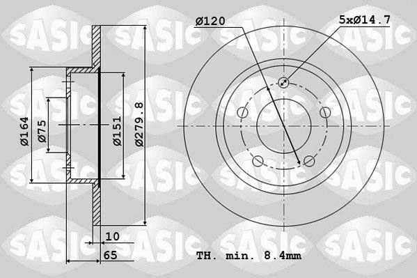 Sasic 6106137 Rear brake disc, non-ventilated 6106137