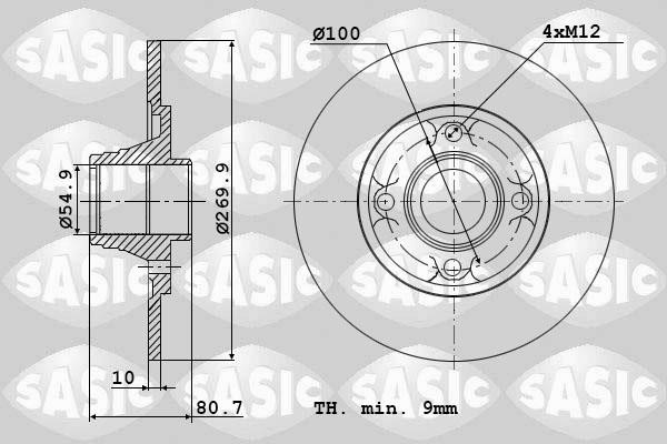 Sasic 6104012 Rear brake disc, non-ventilated 6104012