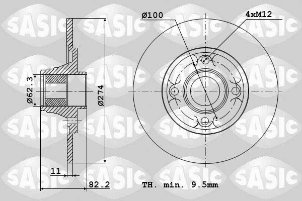 Sasic 6104013 Rear brake disc, non-ventilated 6104013