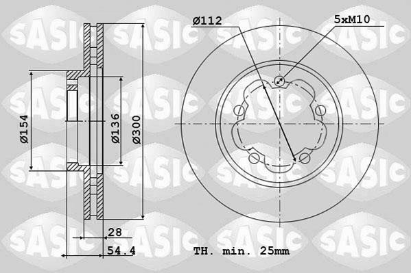Sasic 6106148 Front brake disc ventilated 6106148
