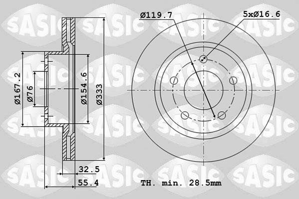 Sasic 6106169 Front brake disc ventilated 6106169