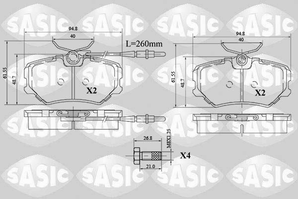 Sasic 6210063 Brake Pad Set, disc brake 6210063