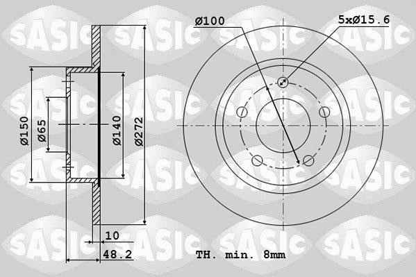 Sasic 6106357 Rear brake disc, non-ventilated 6106357