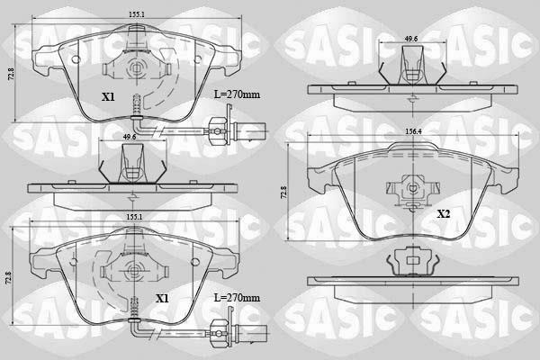 Sasic 6216074 Brake Pad Set, disc brake 6216074