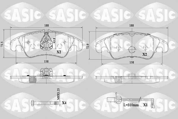 Sasic 6216103 Brake Pad Set, disc brake 6216103
