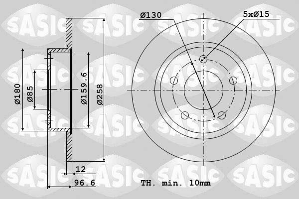 Sasic 9004841J Rear brake disc, non-ventilated 9004841J