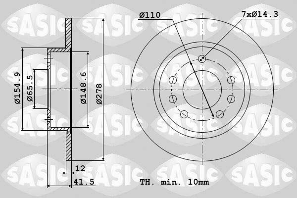 Sasic 9004889J Rear brake disc, non-ventilated 9004889J