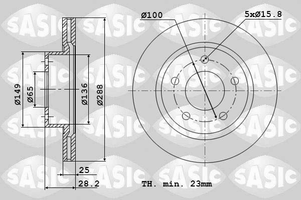 Sasic 9004898J Front brake disc ventilated 9004898J