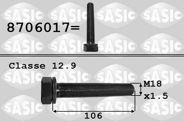 Sasic 8706017 Crankshaft pulley pulley fastening bolt 8706017