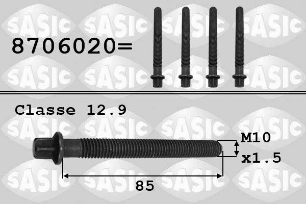 Sasic 8706020 Crankshaft pulley pulley fastening bolt 8706020