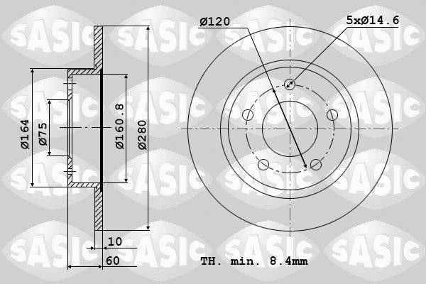 Sasic 9004513J Rear brake disc, non-ventilated 9004513J