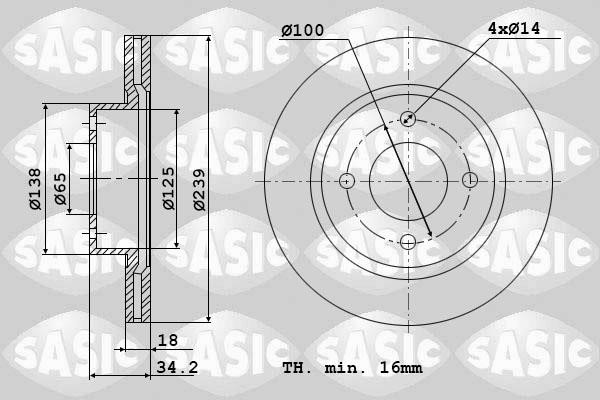 Sasic 9004583J Front brake disc ventilated 9004583J