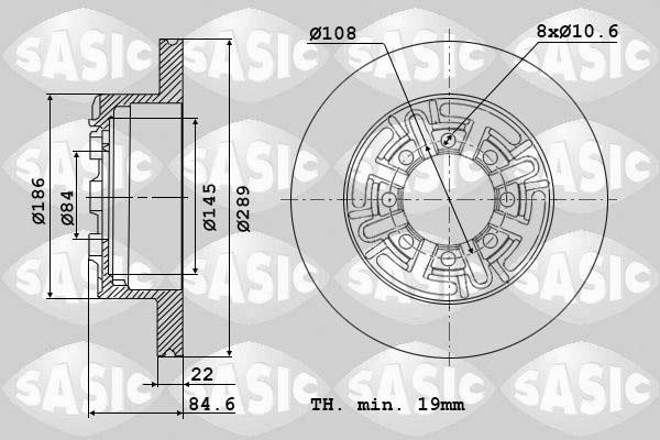 Sasic 9004810J Rear brake disc, non-ventilated 9004810J