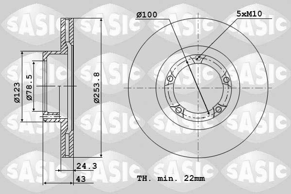 Sasic 9004820J Front brake disc ventilated 9004820J