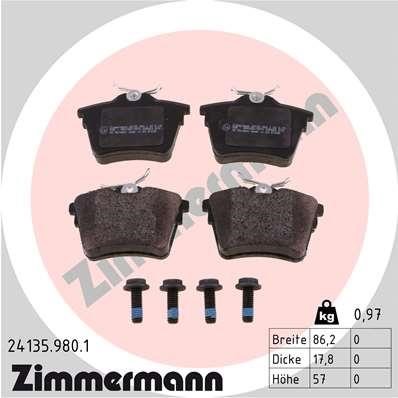 Otto Zimmermann 24135.980.1 Brake Pad Set, disc brake 241359801