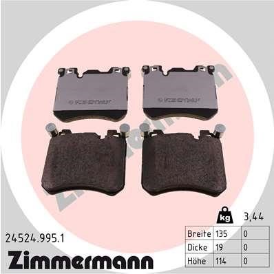Otto Zimmermann 24524.995.1 Brake Pad Set, disc brake 245249951