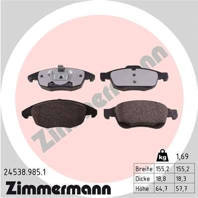 Otto Zimmermann 24538.985.1 Brake Pad Set, disc brake 245389851
