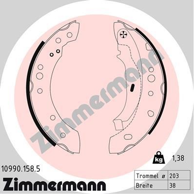 Otto Zimmermann 10990.158.5 Brake shoe set 109901585