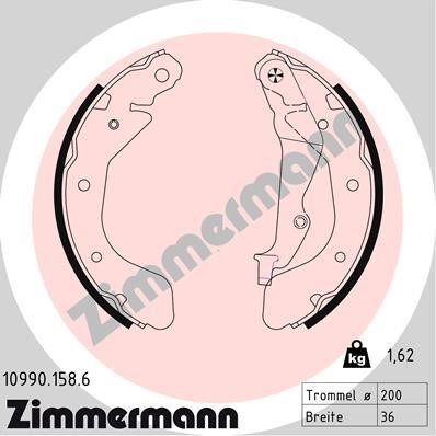 Otto Zimmermann 10990.158.6 Brake shoe set 109901586