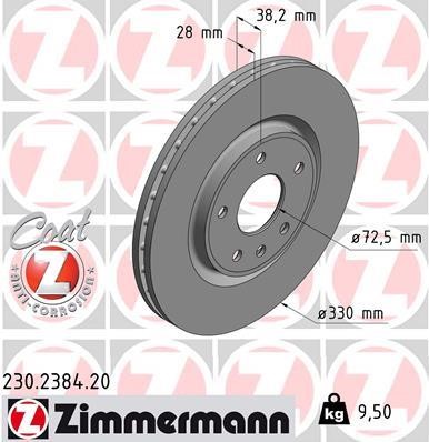 Otto Zimmermann 230.2384.20 Front brake disc ventilated 230238420