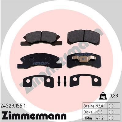 Otto Zimmermann 24229.155.1 Brake Pad Set, disc brake 242291551