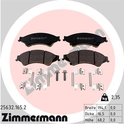 Otto Zimmermann 25632.165.2 Brake Pad Set, disc brake 256321652