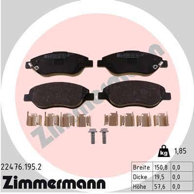 Otto Zimmermann 22476.195.2 Brake Pad Set, disc brake 224761952