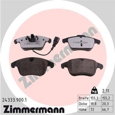 Otto Zimmermann 24333.900.1 Brake Pad Set, disc brake 243339001