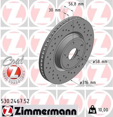 Otto Zimmermann 530.2467.52 Front brake disc ventilated 530246752