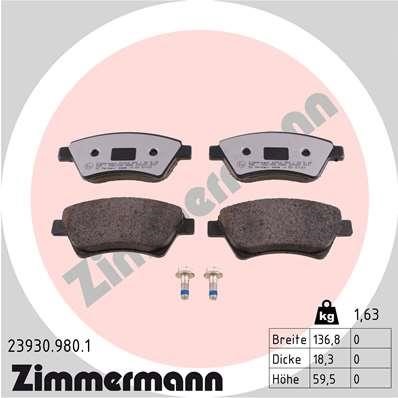 Otto Zimmermann 23930.980.1 Brake Pad Set, disc brake 239309801