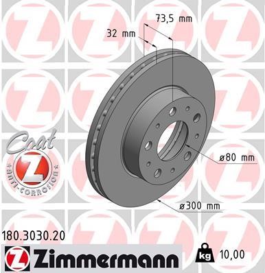 Otto Zimmermann 180.3030.20 Brake Disc 180303020