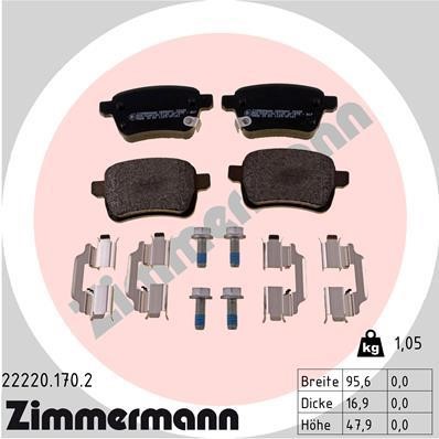 Otto Zimmermann 22220.170.2 Brake pad set 222201702 222201702 Otto Zimmermann Brake pad set