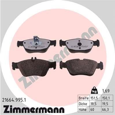 Otto Zimmermann 21664.995.1 Brake Pad Set, disc brake 216649951