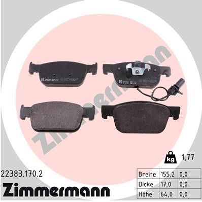 Otto Zimmermann 22383.170.2 Brake Pad Set, disc brake 223831702