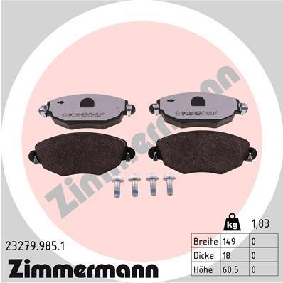 Otto Zimmermann 23279.985.1 Brake pad set 232799851 232799851 Otto Zimmermann Brake pad set